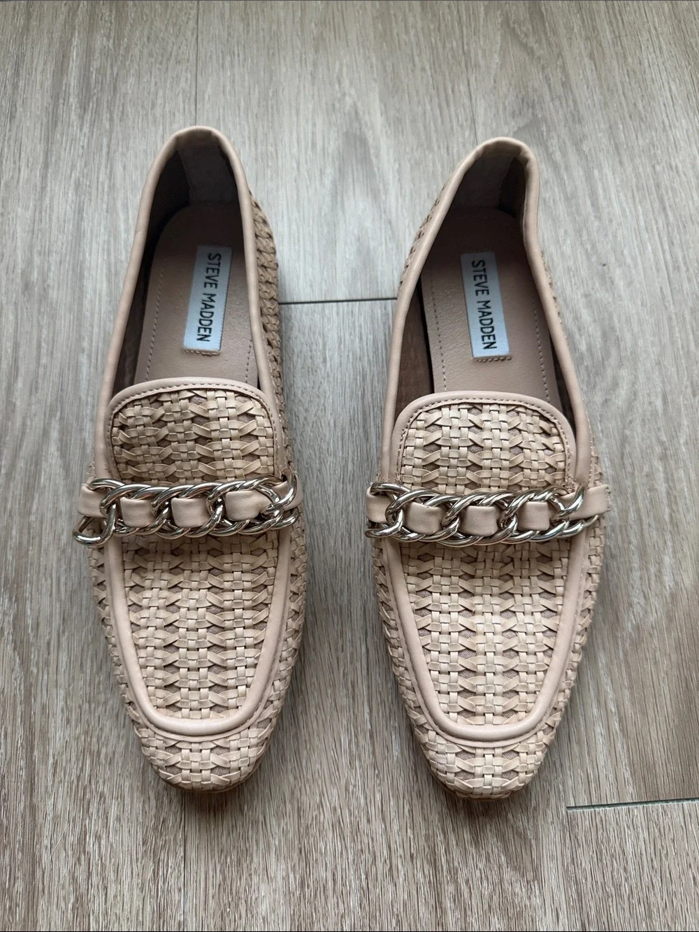 Steve Madden Beige Woven Chain Loafers